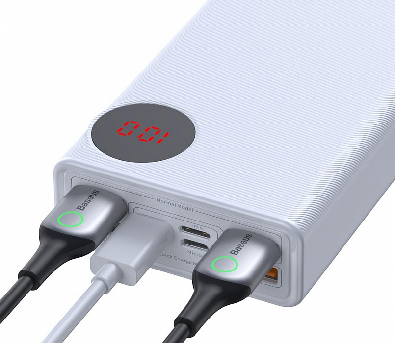 Внешний аккумулятор Baseus Mulight Quick Charge Power Bank 30000mAh PPMY-02 (White) купить в интернет-магазине icover