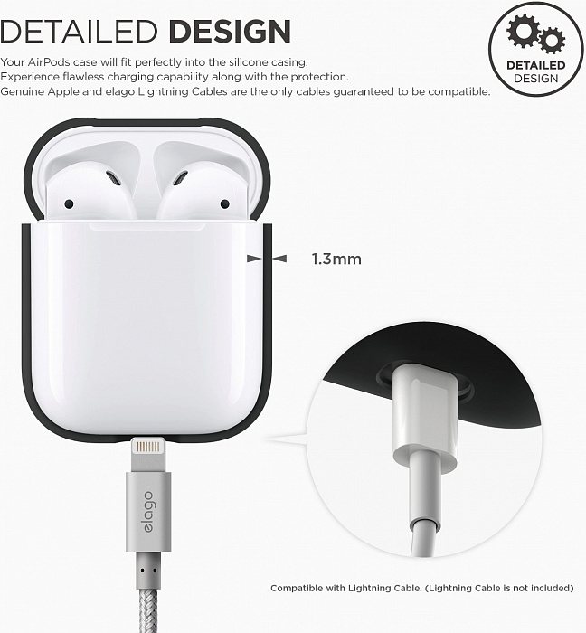 Чехол Elago Silicone Case (EAPSC-BK) для AirPods (Black) купить в интернет-магазине icover