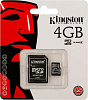 Kingston microSDHC Class 4 4Gb (SDC4/4GB) - карта памяти с адаптером (Black) купить в интернет-магазине icover
