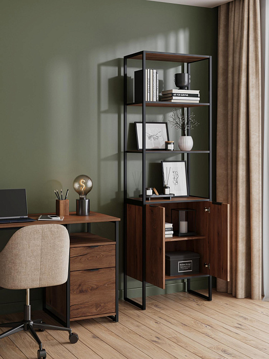 Стеллаж лофт RIDBERG DENVER модуль 1 (Dark Oak/Black) купить в интернет-магазине icover