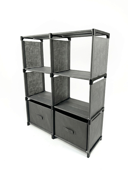 Стеллаж Ridberg 6 ячеек с коробками (Grey) купить в интернет-магазине icover