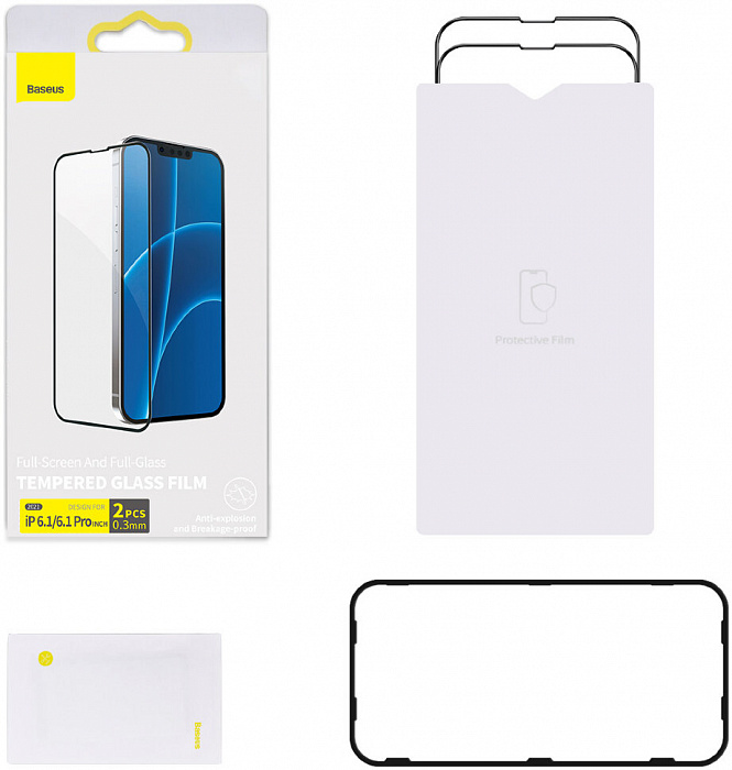 Защитное стекло Baseus 0.3mm Full-screen and Full-glass Glass (SGQP010101) для iPhone 13/13 Pro (Black) купить в интернет-магазине icover