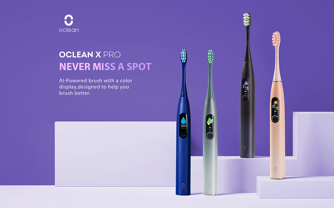 Электрическая зубная щетка Oclean X Pro (Aurora Purple) купить в интернет-магазине icover