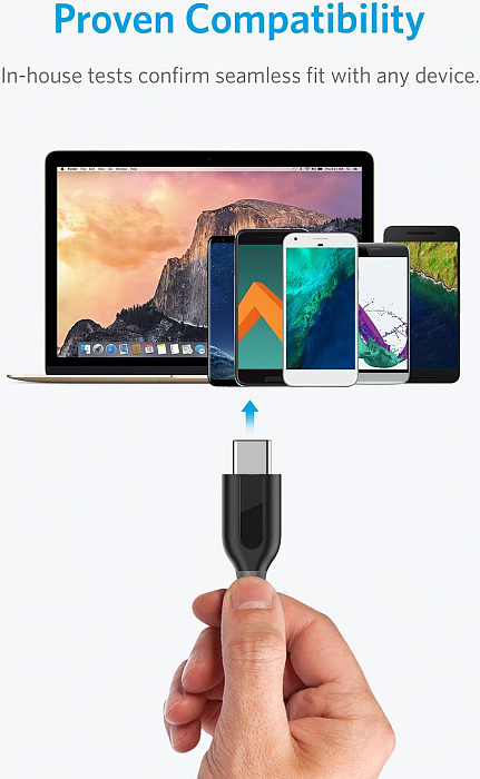 Кабель Anker PowerLine+ USB-C/USB 3.0 0.9 м A8168HA1 (Gray) купить в интернет-магазине icover