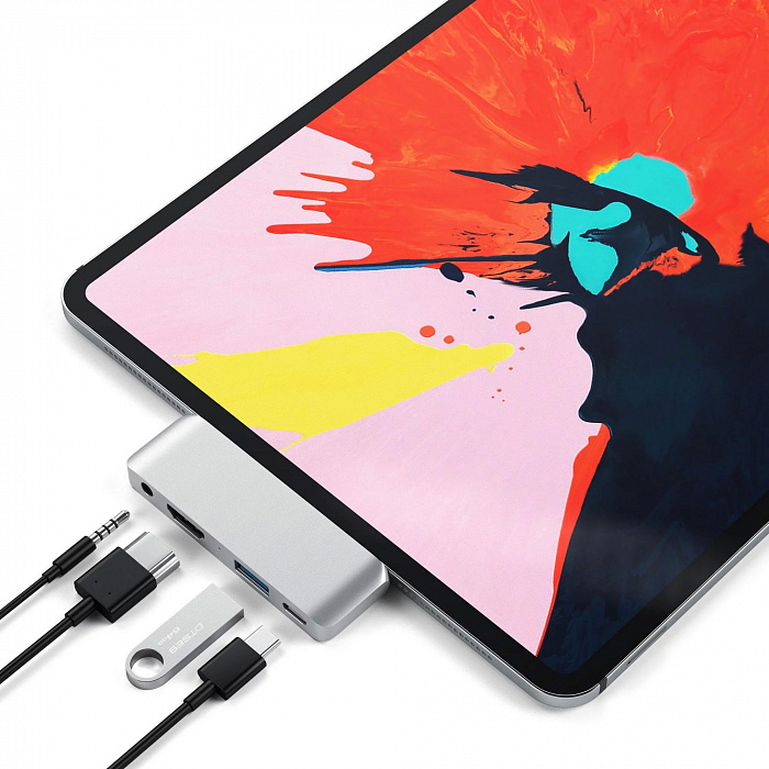 Адаптер Satechi Aluminum Type-C для iPad Pro (Silver) купить в интернет-магазине icover