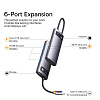 Хаб Baseus Metal Gleam (WKWG030213) 6-in-1 Multifunctional Type-C HUB Docking Station (Gray) купить в интернет-магазине icover