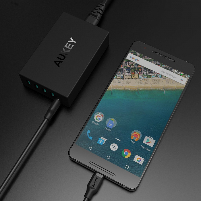 Сетевой адаптер Aukey Fast Charge Qualcomm QC 3.0 PA-Y5 (Black) купить в интернет-магазине icover