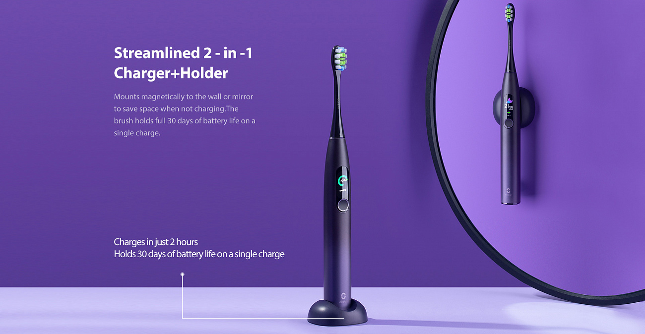 Электрическая зубная щетка Oclean X Pro (Aurora Purple) купить в интернет-магазине icover
