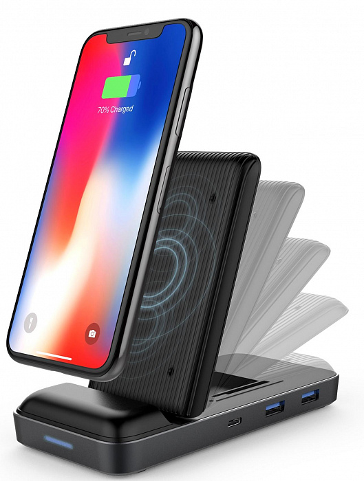 Док-станция HyperDrive Qi Wireless Charger & USB-C Hub 7.5W (Black) купить в интернет-магазине icover