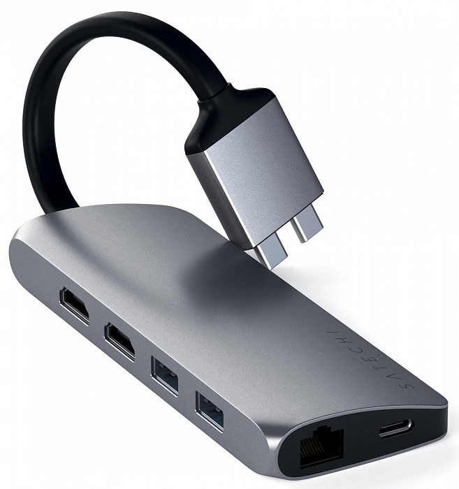 Адаптер Satechi Type-C Dual Multimedia Adapter ST-TCDMMAM (Space Grey) купить в интернет-магазине icover