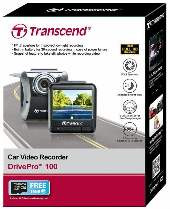 Transcend DrivePro 100 - видеорегистратор (Black) купить в интернет-магазине icover