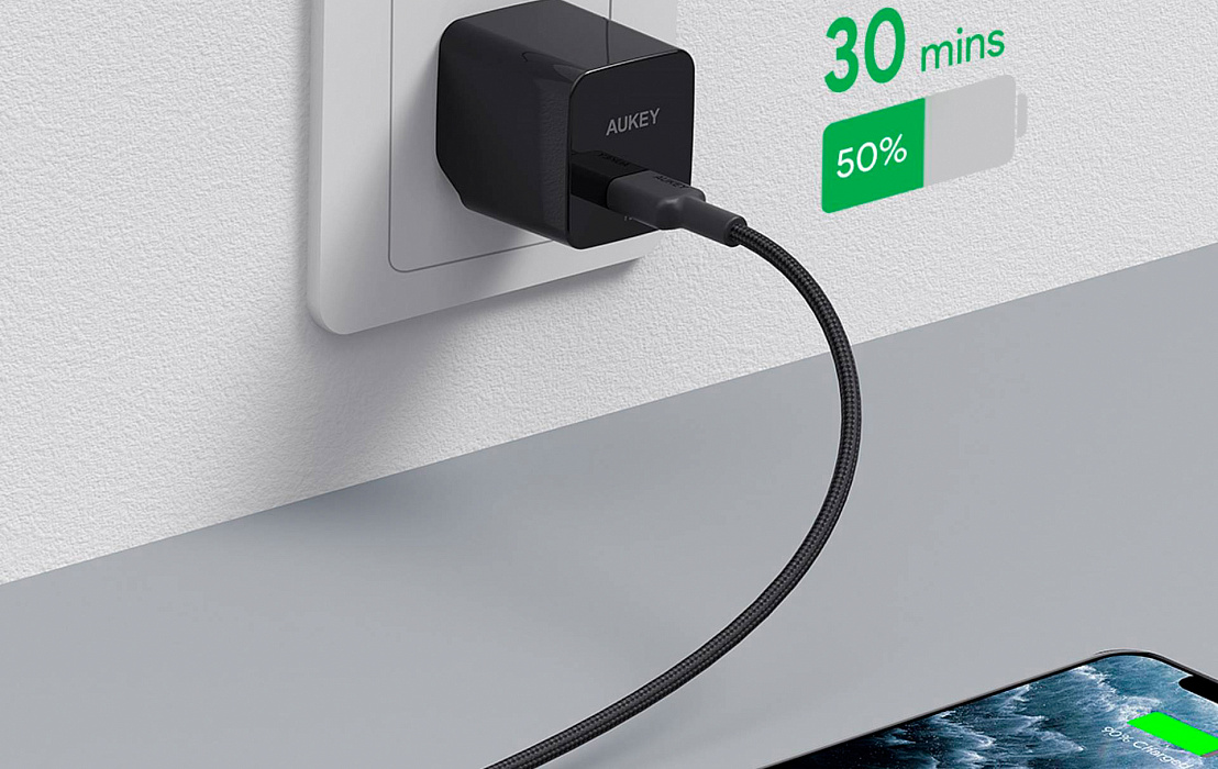 Кабель для iPod, iPhone, iPad Aukey Braided Nylon (CB-CL1) USB-C to Lightning 1.2m (Red) купить в интернет-магазине icover