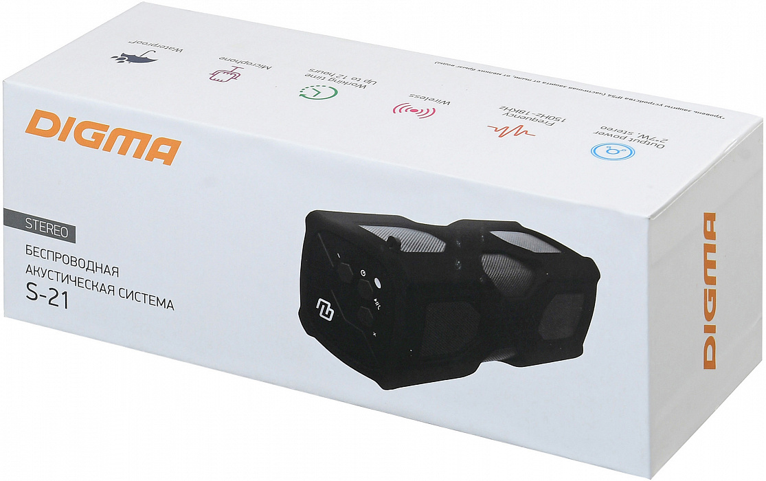 Портативная акустика Digma S-21 (Black) купить в интернет-магазине icover