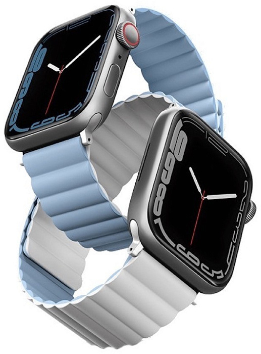 Ремешок Uniq Revix reversible Magnetic (45MM-REVWHTBLU) для Apple Watch 42/44/45 mm (White/Blue) купить в интернет-магазине icover