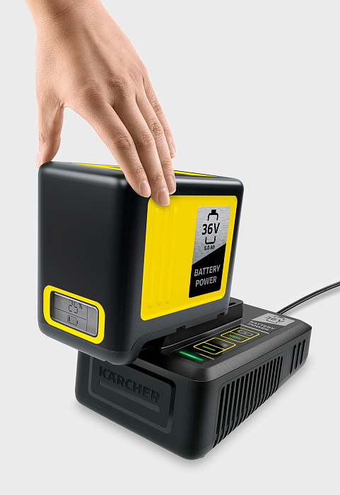Комплект аккумулятор + быстрое зарядное устройство Karcher Starter Kit Battery Power 36/50  (2.445-065.0) купить в интернет-магазине icover