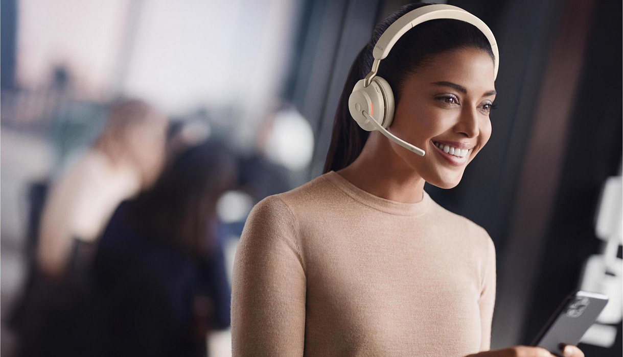 Гарнитура Jabra Evolve2 65 Link380c (26599-999-888) MS Stereo Stand (Beige) купить в интернет-магазине icover