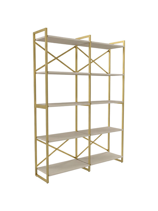 Стеллаж двойной лофт RIDBERG CHICAGO 5 полок (Cashmere/Gold) купить в интернет-магазине icover