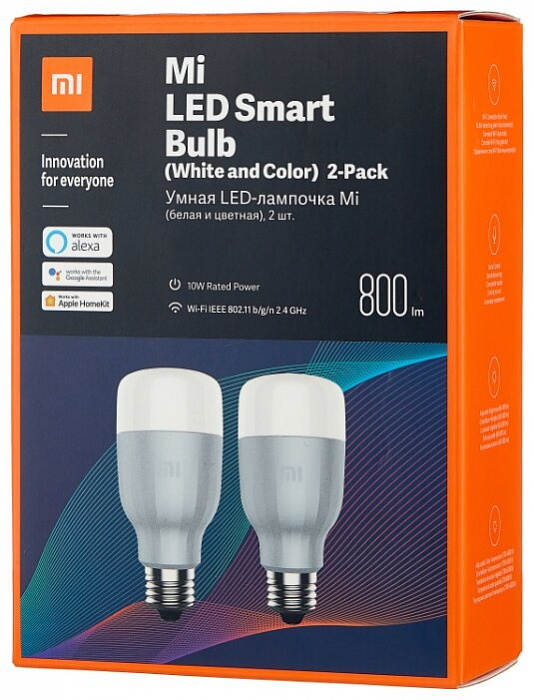 Упаковка светодиодных ламп 2 шт Xiaomi Mi LED Smart Bulb 2-Pack MJDP02YL, E27, 10Вт купить в интернет-магазине icover
