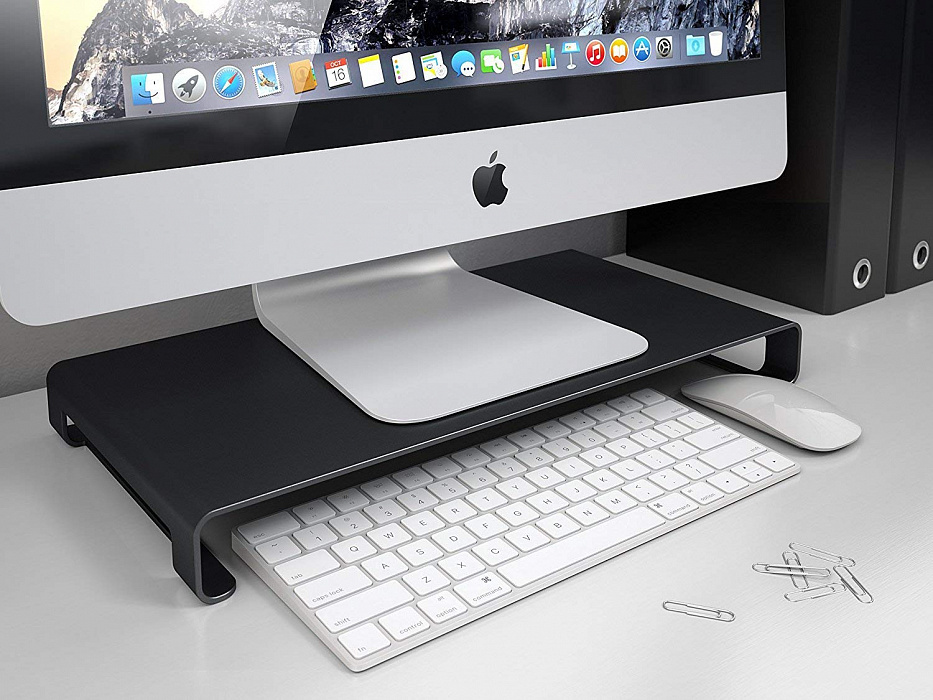Алюминиевая подставка Satechi Universal Aluminum Unibody Monitor Stand (ST-ASMSJ) для монитора или ноутбука (Jet Black) купить в интернет-магазине icover