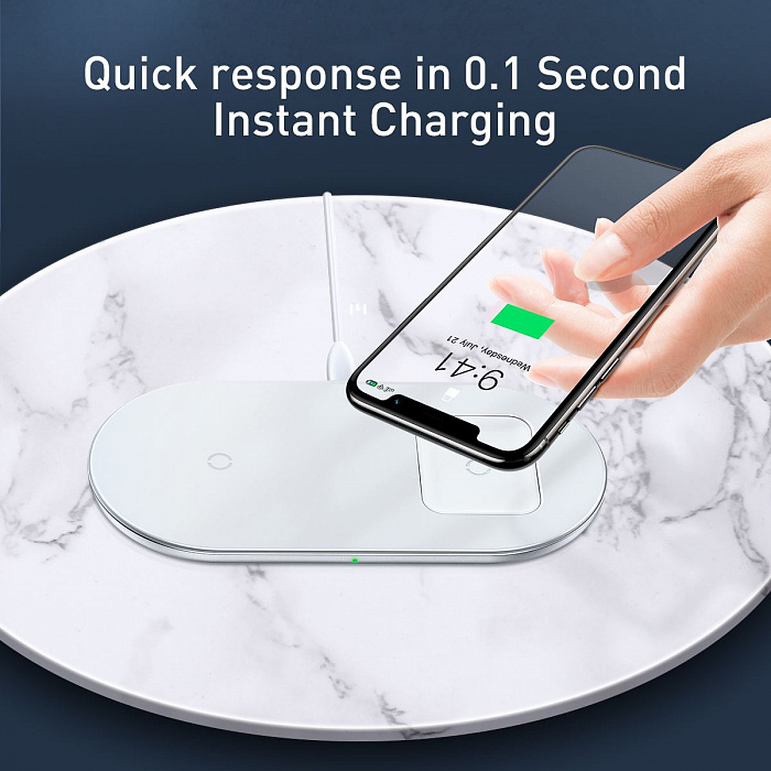 Беспроводное зарядное устройство Baseus Simple 2in1 WXJK-02 (White) купить в интернет-магазине icover