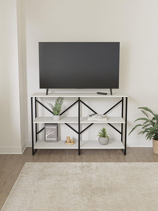 Стеллаж двойной лофт низкий RIDBERG CHICAGO 3 полки (White/Black) купить в интернет-магазине icover