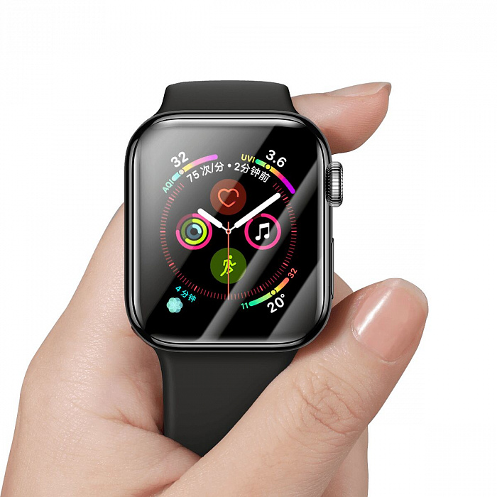 Защитное стекло Baseus Full-screen Curved Tempered Glass (SGAPWA4-H01) для Apple Watch series SE/6/4 44mm (Black) купить в интернет-магазине icover