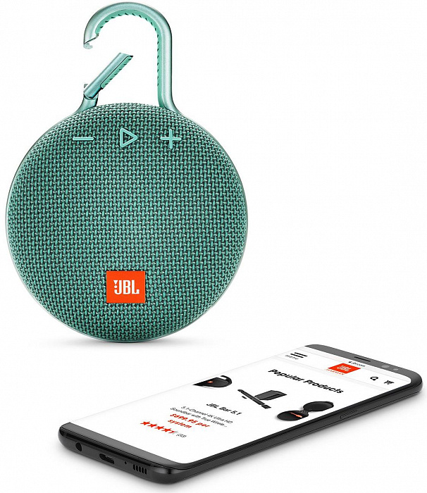 Портативная акустическая система JBL Clip 3 (River Teal) купить в интернет-магазине icover