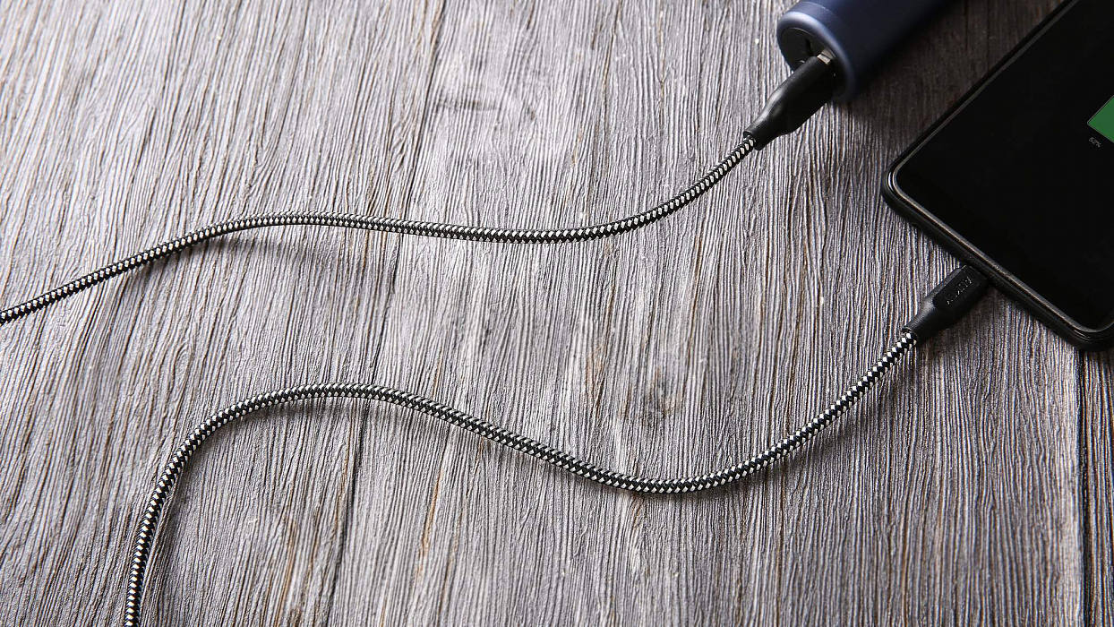 Кабель Aukey Braided Nylon (CB-AM1) microUSB to USB-A 1.2m (Black) купить в интернет-магазине icover