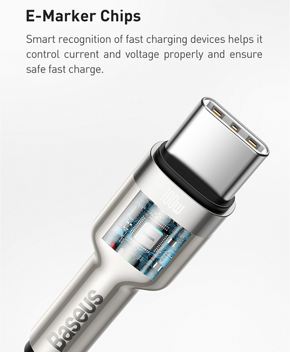 Кабель Baseus Cafule (CATJK-C01) USB Type C 100W 1m (Black) купить в интернет-магазине icover