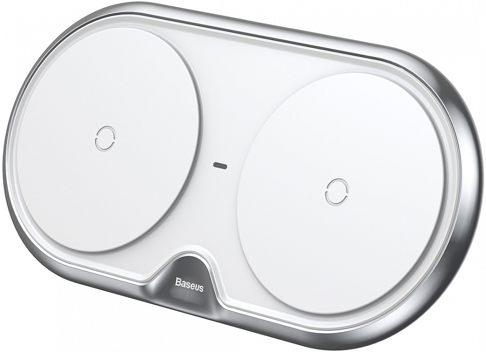 Беспроводное зарядное устройство Baseus Dual Wireless Plastic Style (WXSJK-02) переходник на евровилку (White) купить в интернет-магазине icover