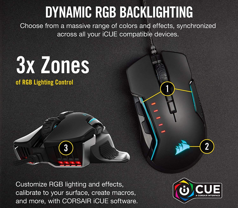 Игровая мышь Corsair Gaming Glaive RGB Pro CH-9302311-EU (Aluminum) купить в интернет-магазине icover