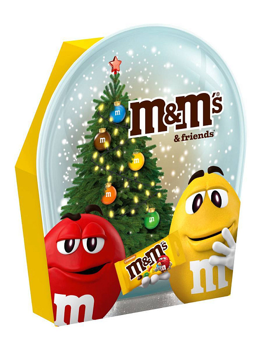 Сладкий подарок M&M's & Friends Снежный шар на Новый Год, набор конфет M&M's, Mars, Twix, Milky Way, Skittles (12 х 148 г.) купить в интернет-магазине icover