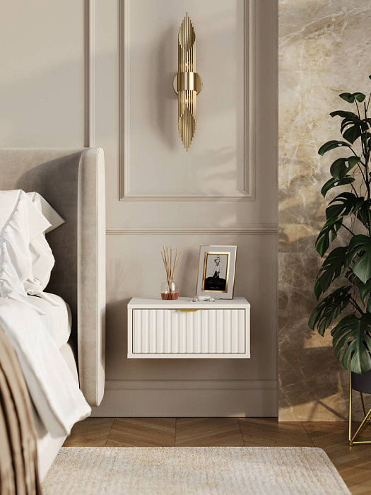 Тумба подвесная RIDBERG LUGANO (460) 1Я (White/Gold) купить в интернет-магазине icover