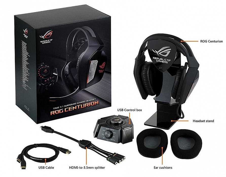 Игровая гарнитура Asus ROG Centurion 90YH00J1-M8UA00 (Black) купить в интернет-магазине icover