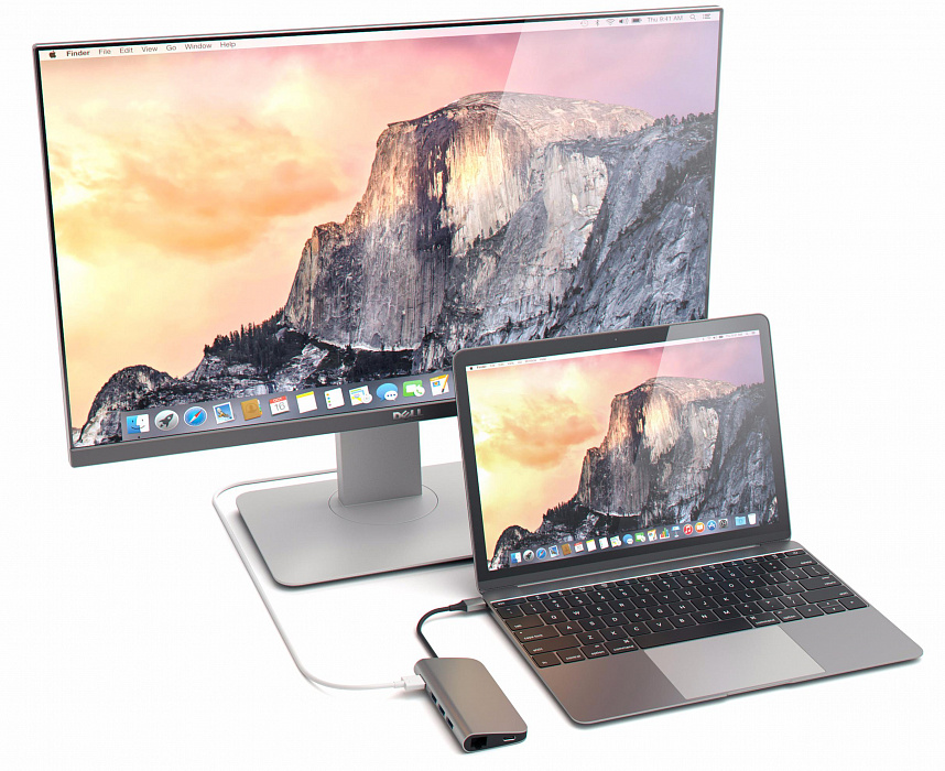 Мультипереходник Satechi Aluminum Type-C Multi-Port Adapter (Space Grey) купить в интернет-магазине icover