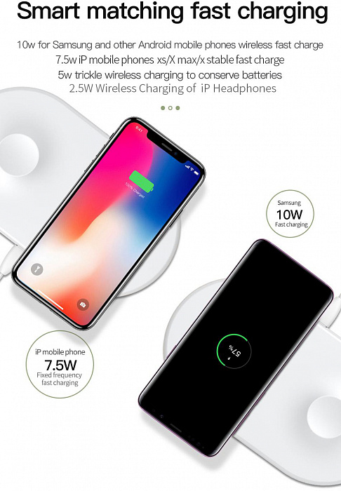 Беспроводное зарядное устройство Baseus Smart 2in1 WX2IN1P20-02 (White) купить в интернет-магазине icover