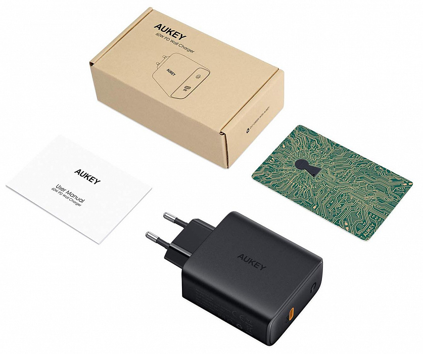 Сетевое зарядное устройство Aukey 60W PD Wall Charger with GaN Power Tech (Black) купить в интернет-магазине icover