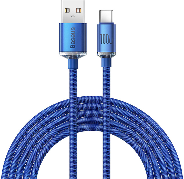 Кабель Baseus Crystal Shine (CAJY000503) USB-A/Type-C 100W 2m (Blue) купить в интернет-магазине icover
