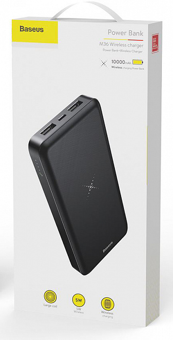 Внешний аккумулятор Baseus M36 Wireless Charger (PPALL-M3601) 10000 mAh (Black) купить в интернет-магазине icover