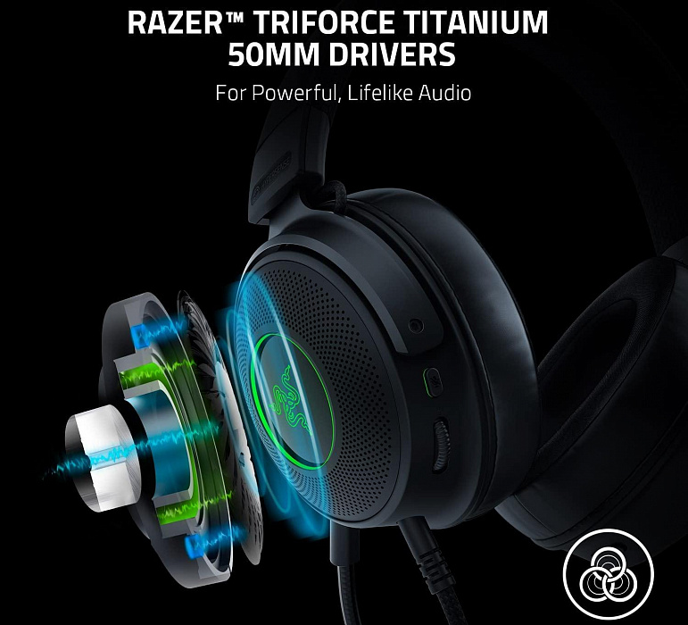 Игровая гарнитура Razer Kraken V3 HyperSense RZ04-03770100-R3M1 (Black) купить в интернет-магазине icover
