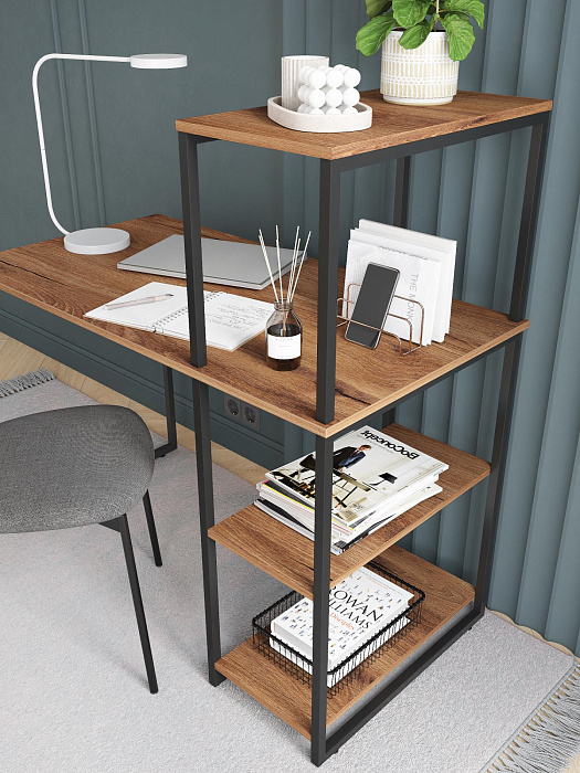 Стол-стеллаж лофт мини RIDBERG MEMPHIS (Dark Oak/Black) купить в интернет-магазине icover