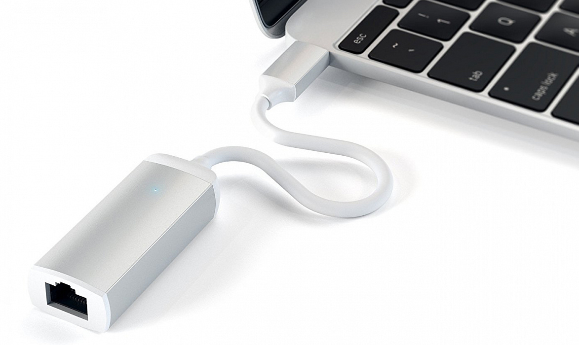 Адаптер Satechi Aluminium USB-C to Ethernet ST-TCENS (Silver) купить в интернет-магазине icover