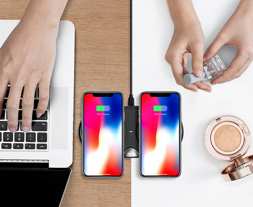Беспроводное зарядное устройство Baseus Dual Wireless Charger (WXXHJ-A01) на два устройства (Black) купить в интернет-магазине icover