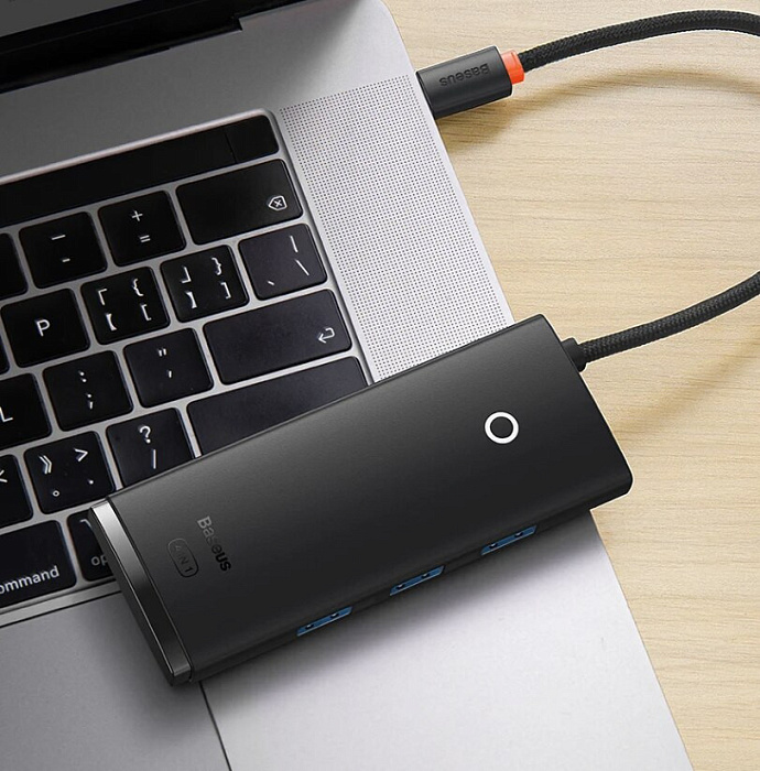 Хаб Baseus Lite (WKQX030201) 4-Port USB-A HUB Adapter 2m (Black) купить в интернет-магазине icover