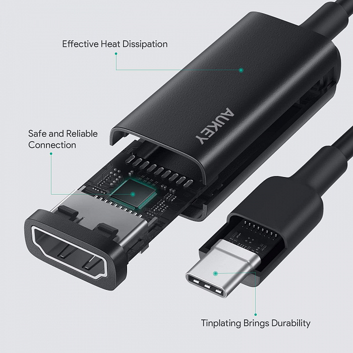 Переходник Aukey CB-A29 USB-C to HDMI-F 2.0 (Black) купить в интернет-магазине icover