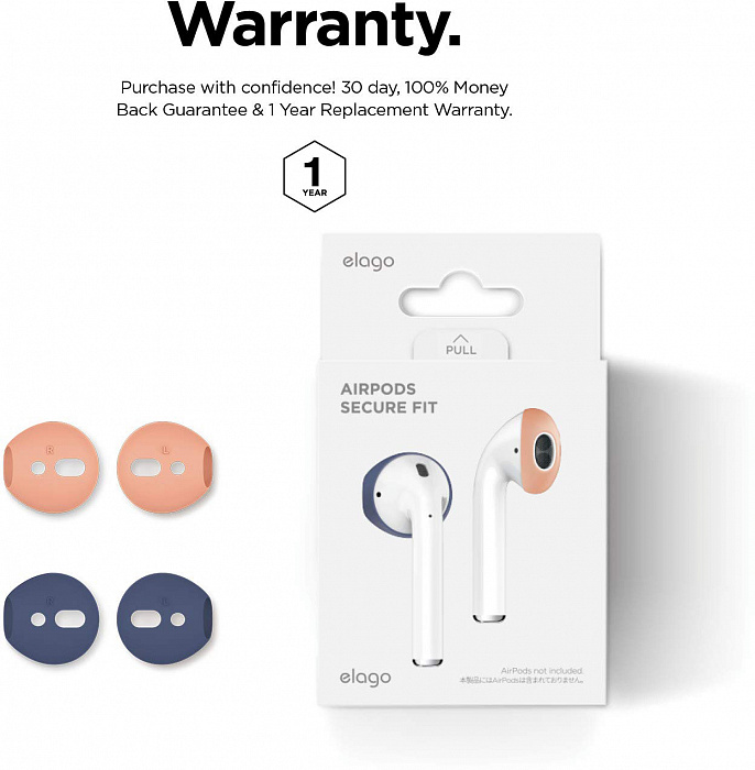 Держатель Elago Secure Fit (EAP-PADSM-JINP) для наушников Apple AirPods (Jean Indigo/Peach) купить в интернет-магазине icover