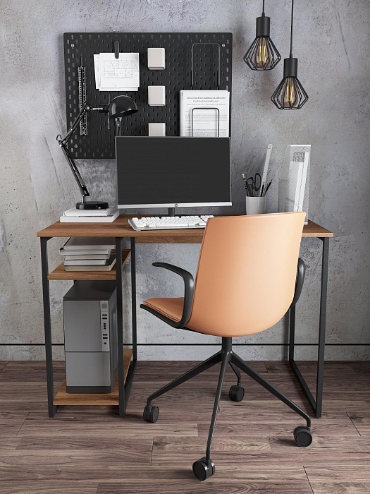 Стол письменный с полкой для ПК RIDBERG GILBERT (Dark Oak/Black) купить в интернет-магазине icover