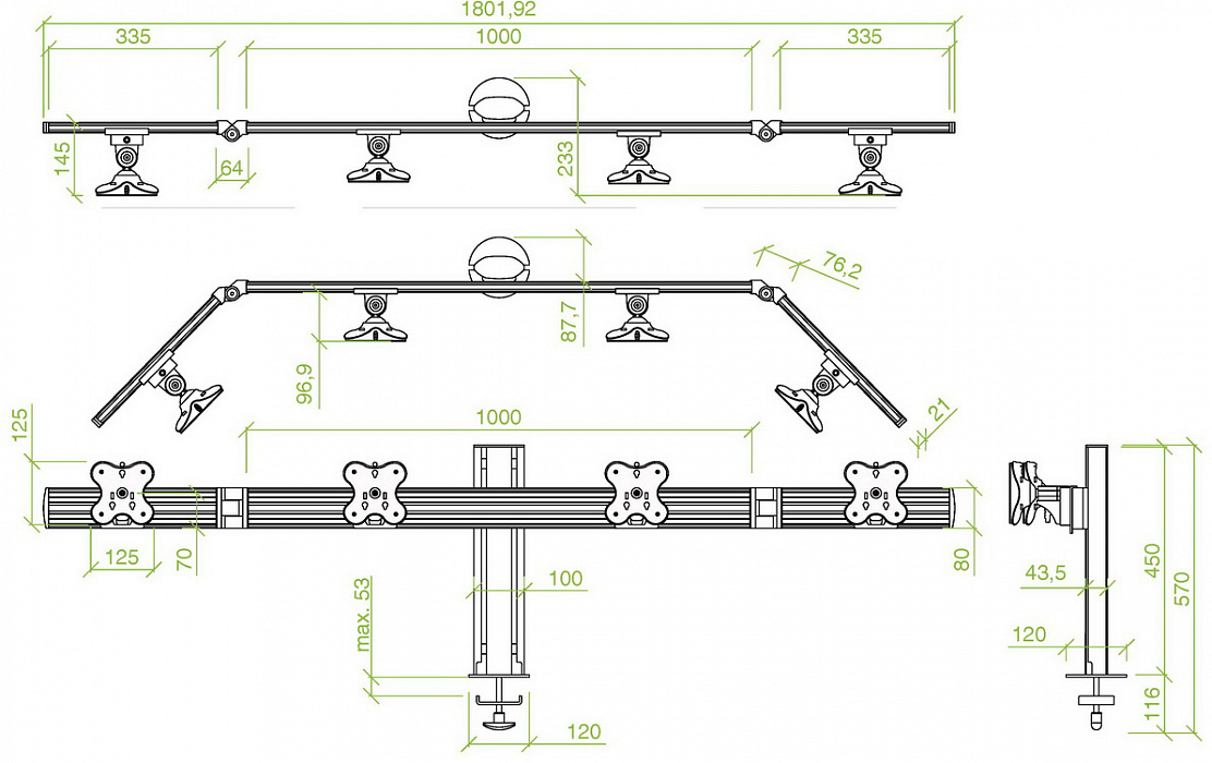 Кронштейн ErgoFount RSS-400WG для 4 мониторов 24" (Steel) купить в интернет-магазине icover