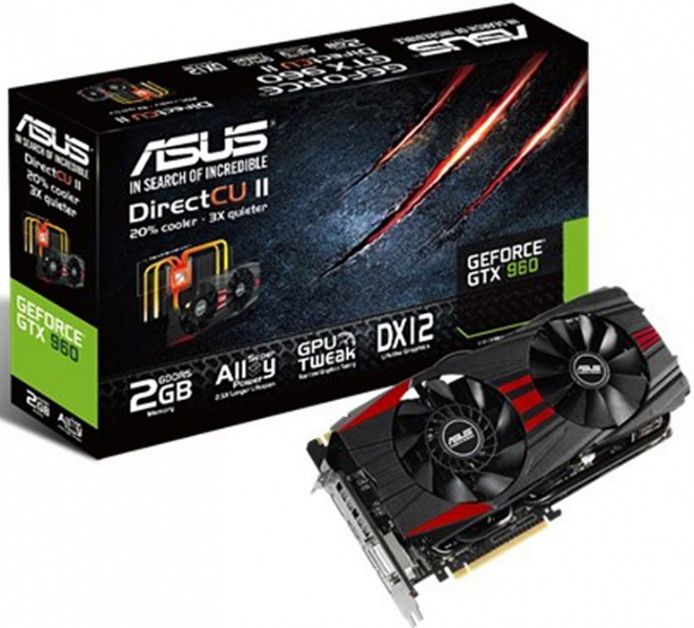 Видеокарта Asus GeForce GTX 960 DC2 Black Edition 2Gb 128bit (GTX960-DC2-2GD5-BLACK) купить в интернет-магазине icover