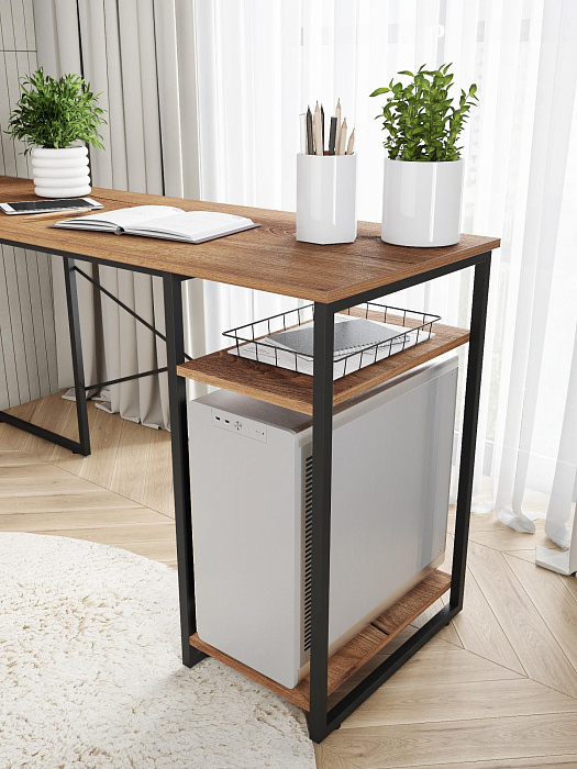 Стол компьютерный угловой лофт Ridberg ALASKA (Dark Oak/Black) купить в интернет-магазине icover